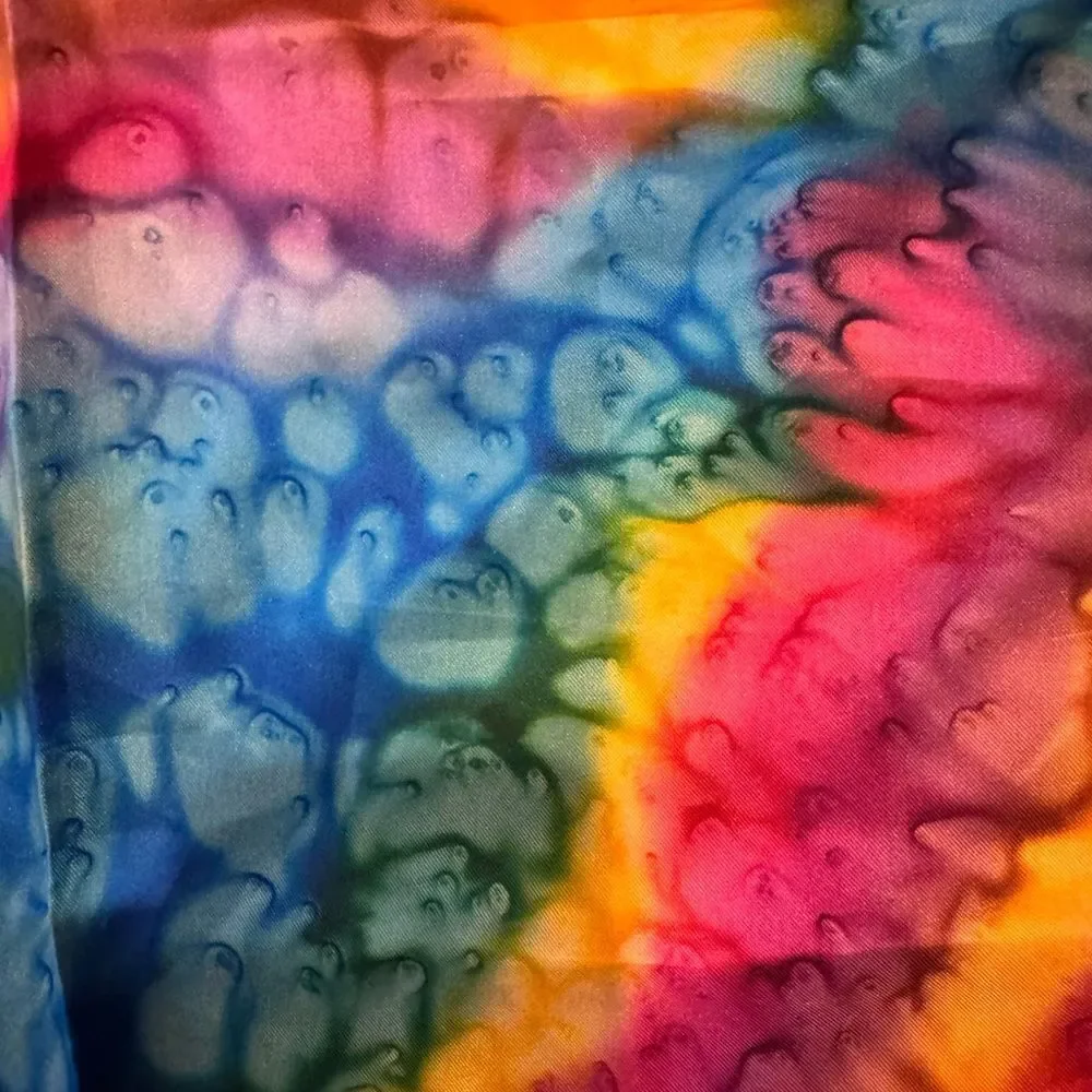 Vintage 100% Pure Silk Tie Dye Scarf 35” Square Multicolor Scarf Abstract Print